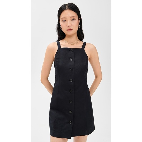 Alex Mill Dresses & Skirts - Alex Mill Linen Blend Mini Dress Womens XL Button‎ Front Sleeveless Casual Black